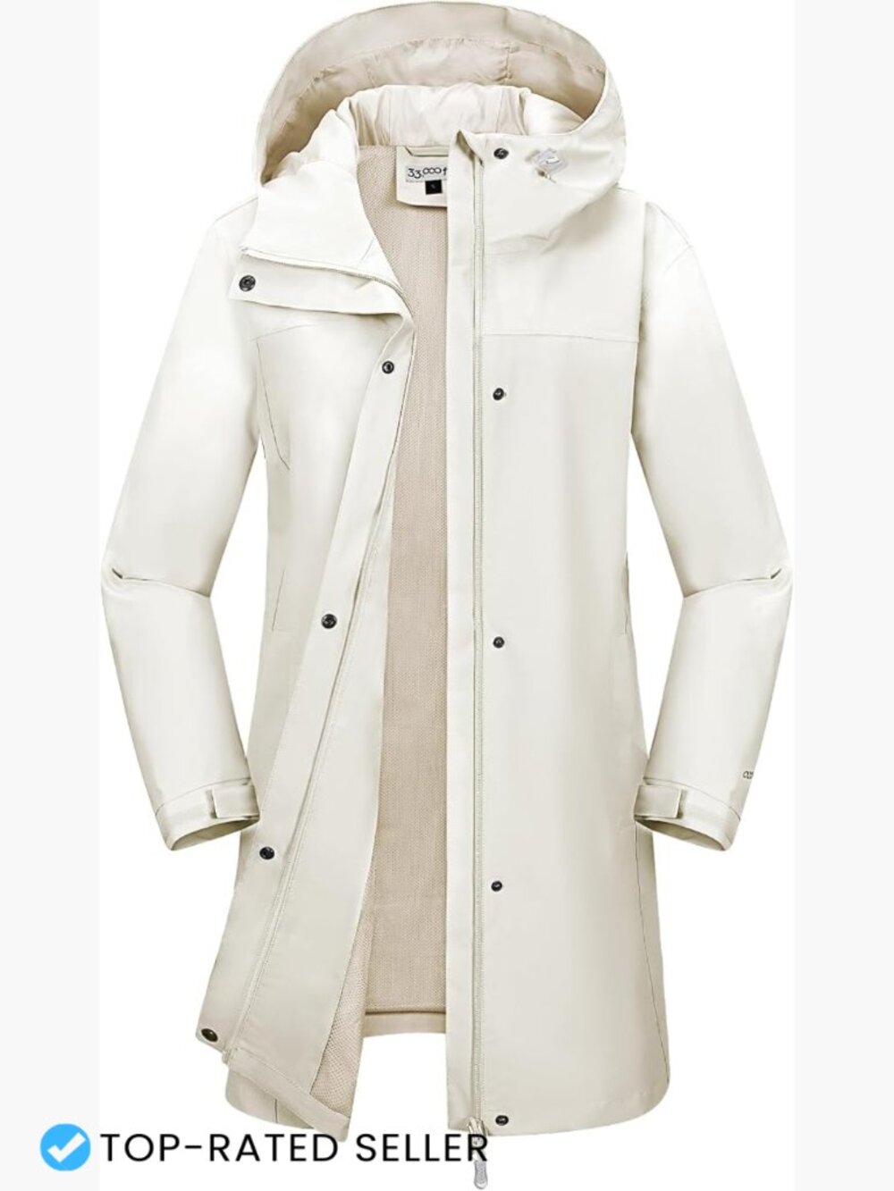 Long Waterproof Hooded Rain Jacket Windproof Trench Coat Lightweight Outdoor